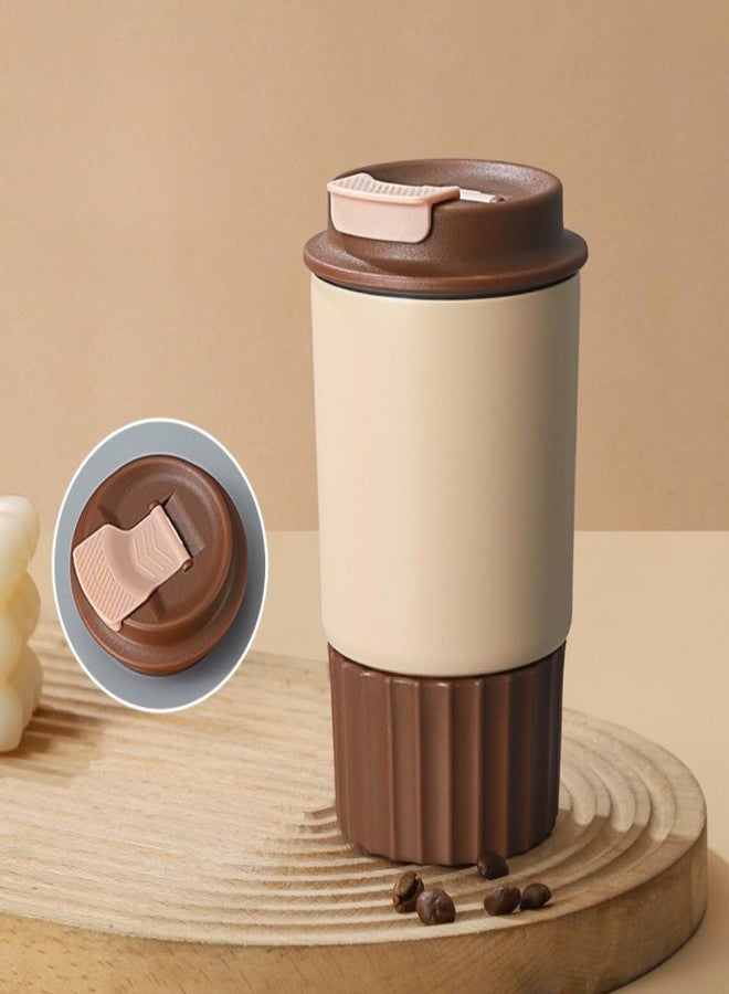 KitchEase Stainless Steel Insulated Tumbler 380ml | Double Wall Coffee Mug | Leakproof Travel Cup for Hot & Cold Drinks | Outdoor Coffee Thermos Cup (Coral Milk) - Image 2